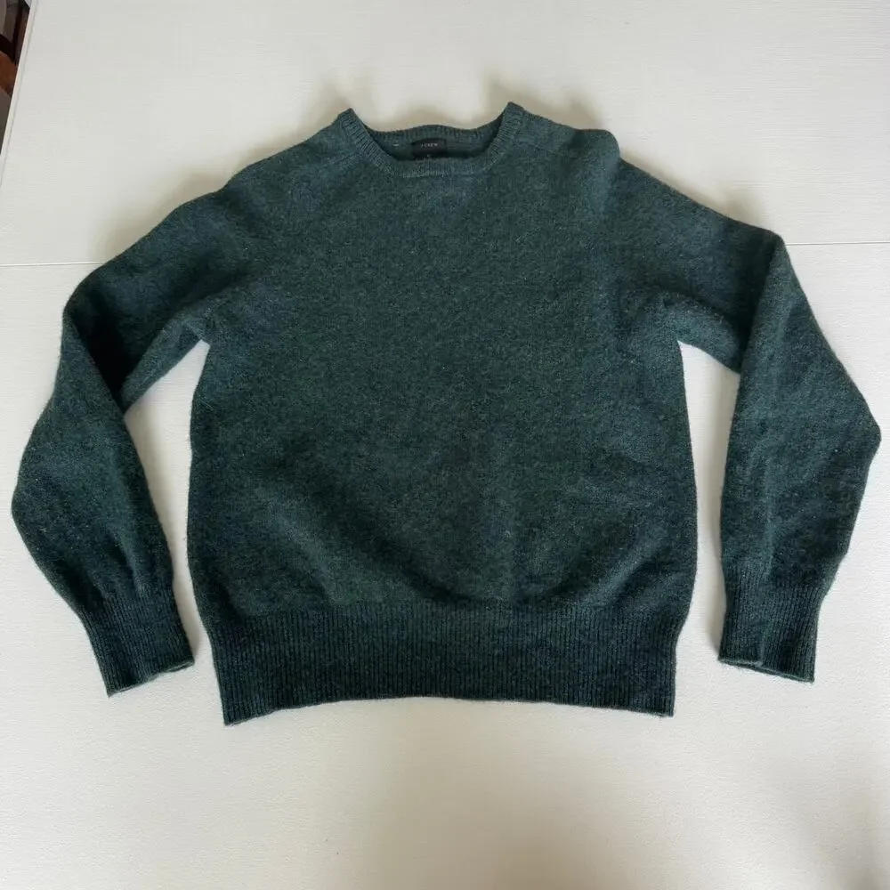 J. Crew Men's Forest Green 100% Lambswool Crewneck Sweater Size Medium 07939